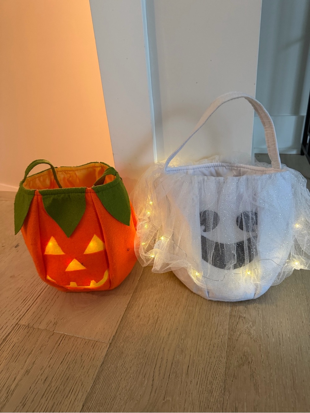 Pottery barn kids light up trick or treat bags! Pumpkin and ghost.